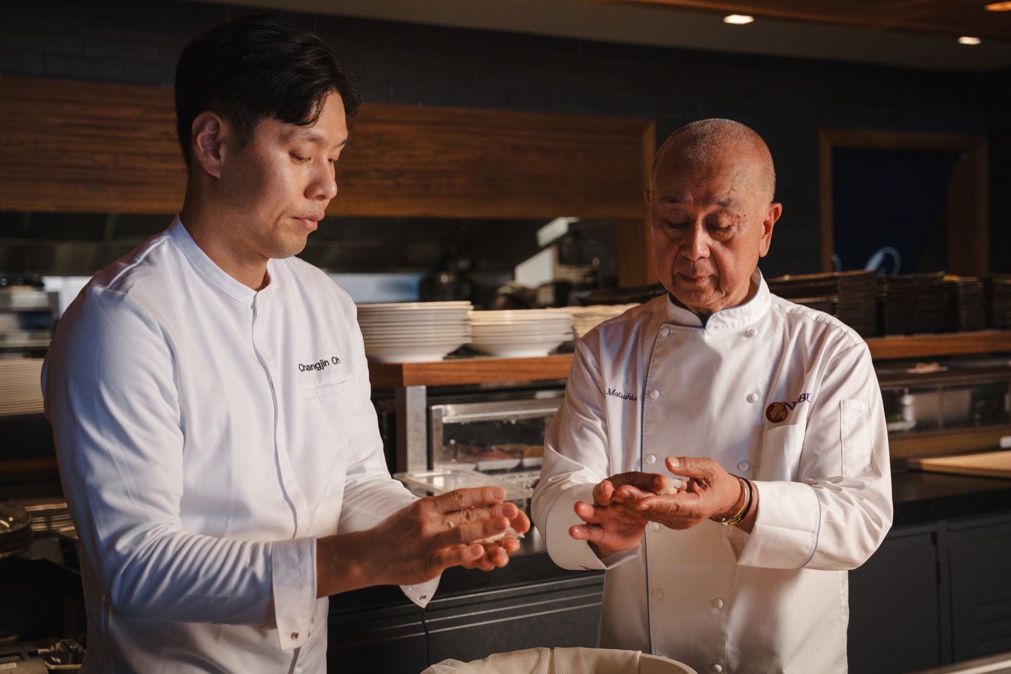 Chef Nobu Matsuhisa at the counter