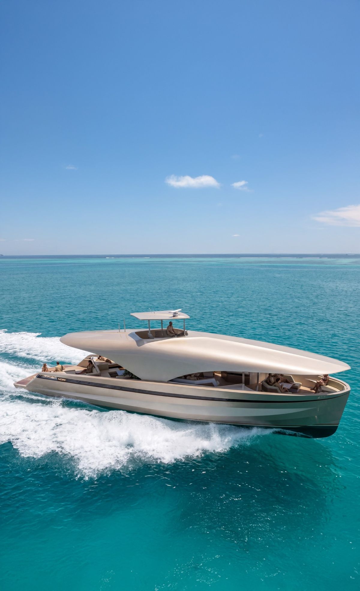 The 80ft Vripack-designed Nobu yacht under way