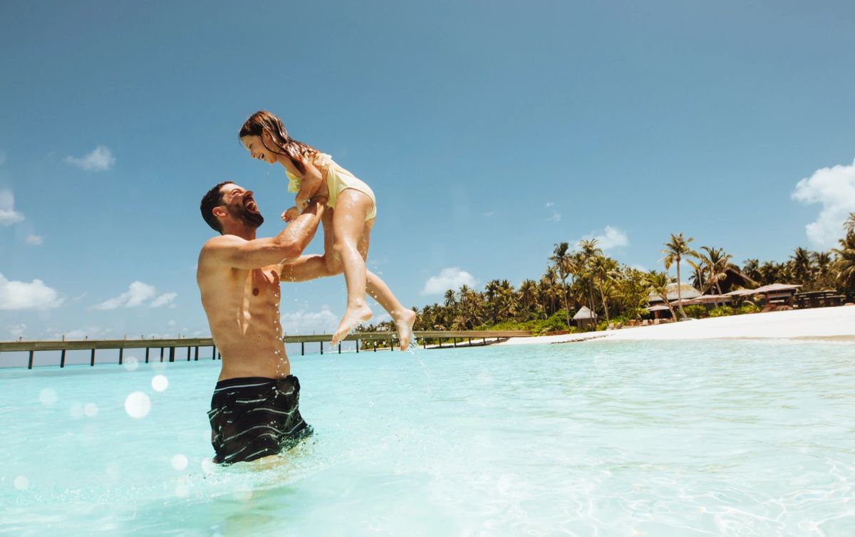 A family at play in the shallows