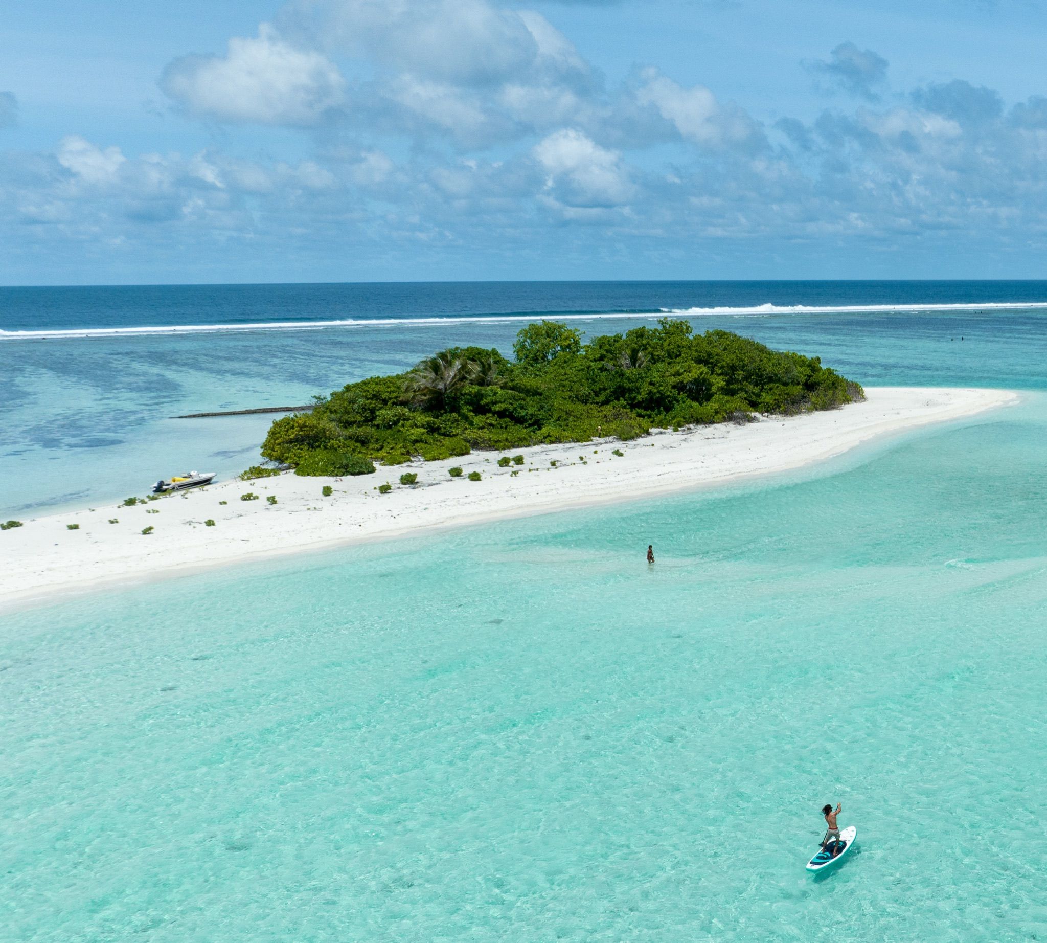 A sandbank reached by paddleboard