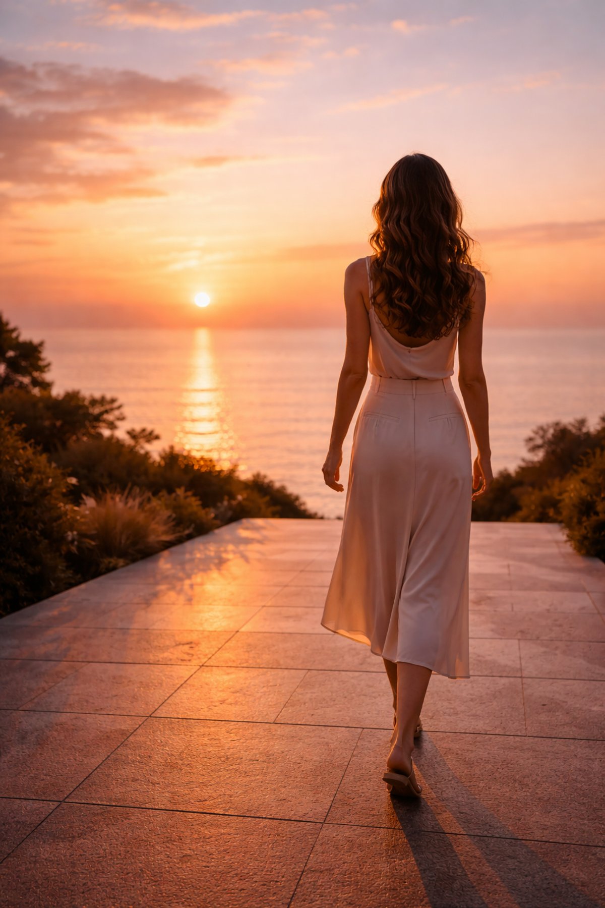 Person ved solnedgang med udsigt mod horisonten som symbol på frihed, moderne dating og romantik uden bindinger.