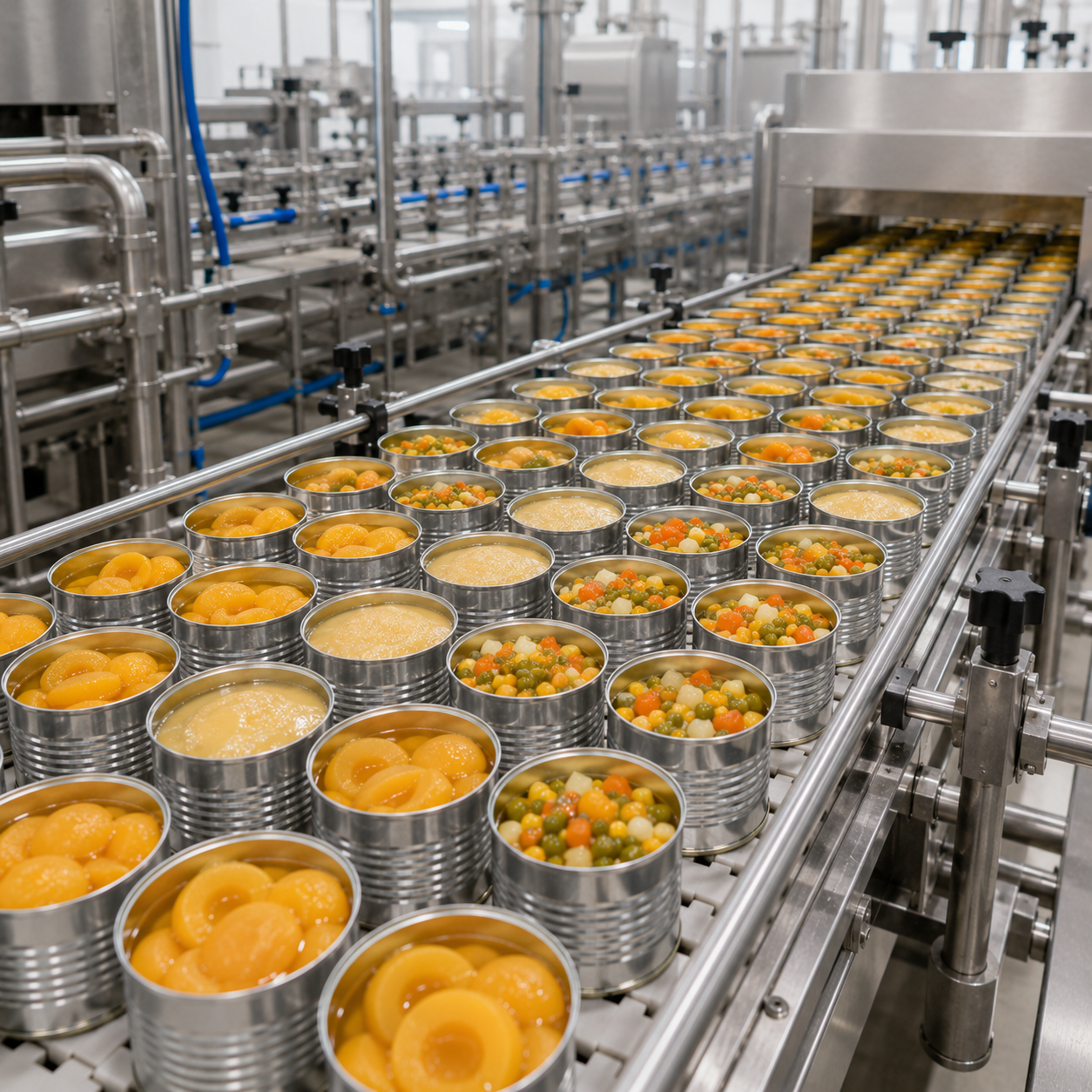 Adapted for fruit, vegetable, and purée canning operations