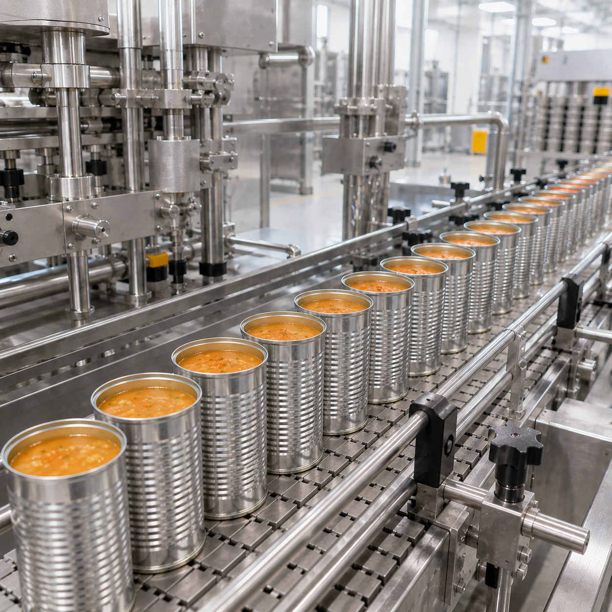 Adapted for ready meal and soup canning operations