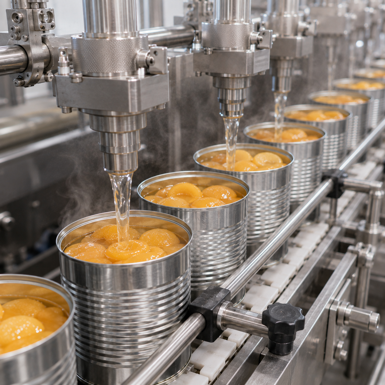 Supports syrup and brine filling at controlled temperatures