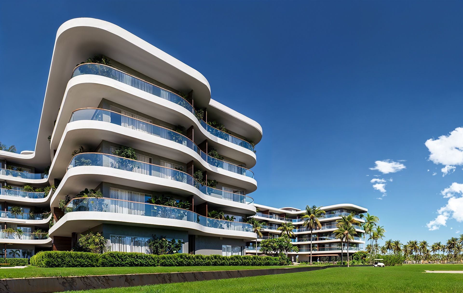 Apartments with golf course views
