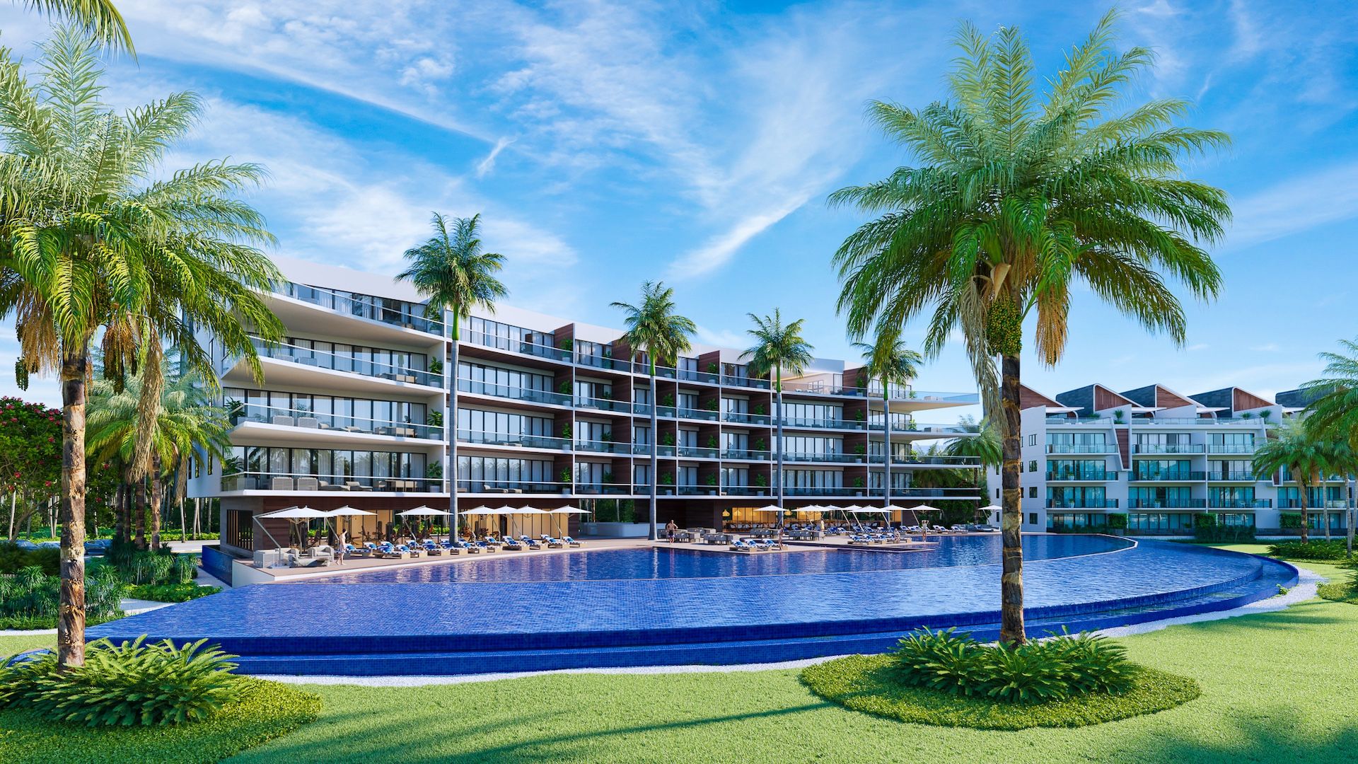 Apartments with a private lagoon and beach