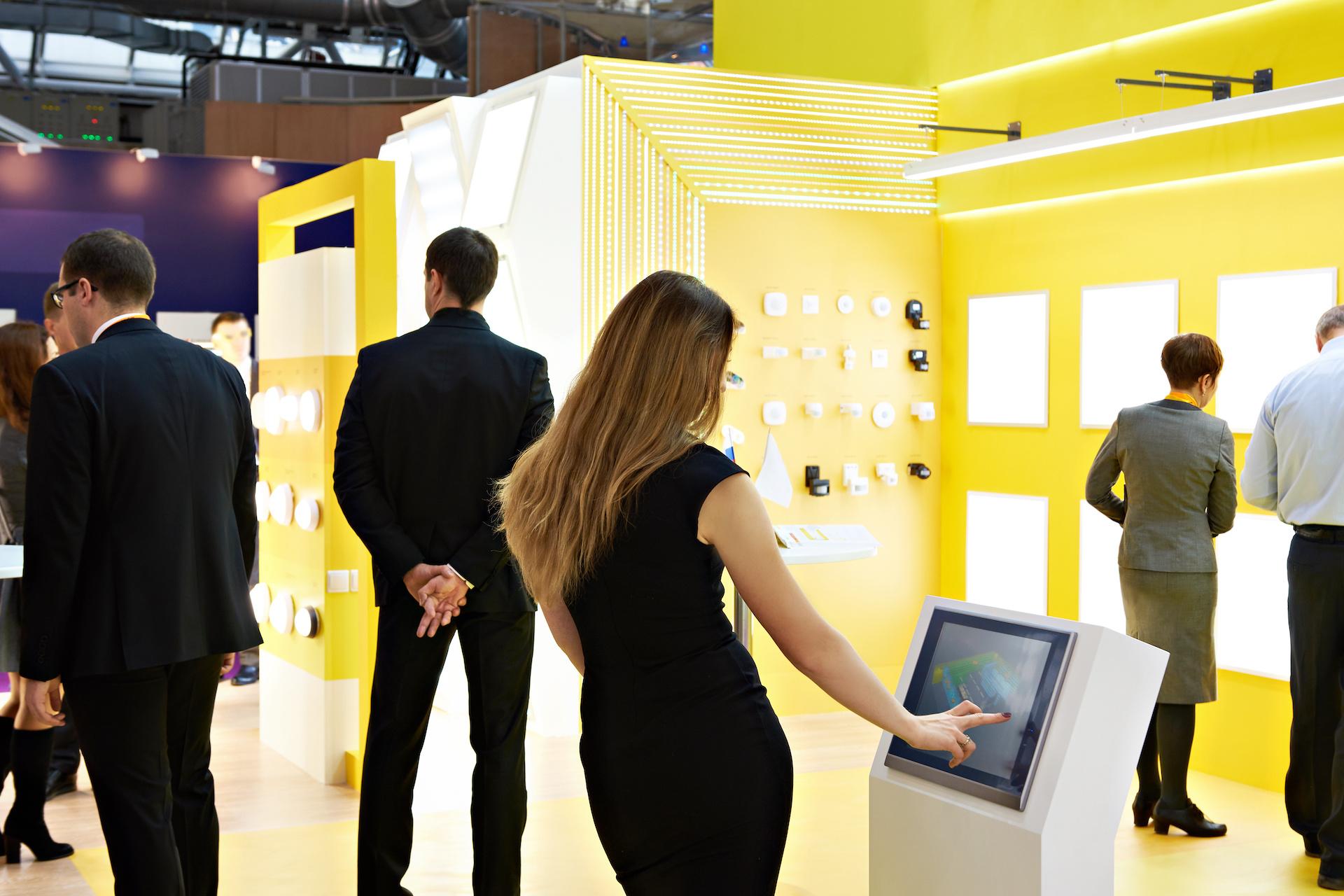 Image of exhibition stand with bright colours and good lighting