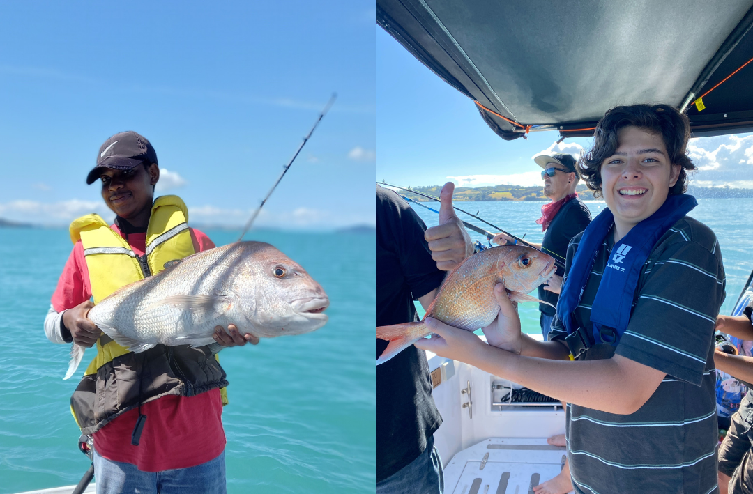 Rangatahi at CanFish 2025 with caught fish Rangatahi at CanFish 2025 with caught fish