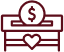 a red icon of two hands shaking each other on a black background