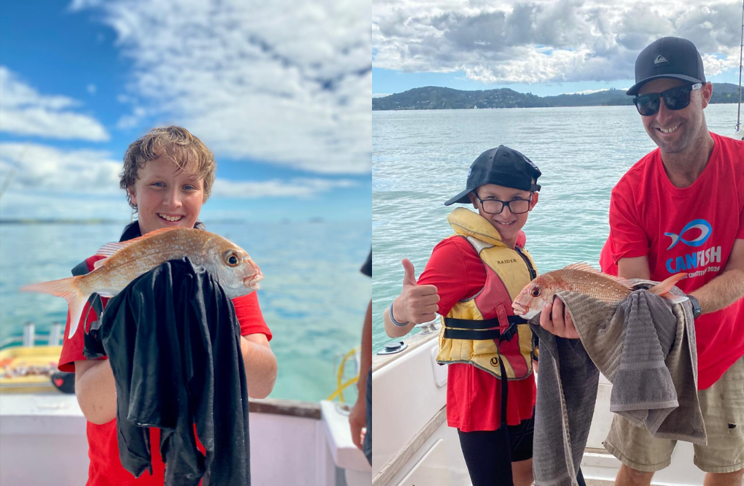 Rangatahi at CanFish 2026 with caught fish Rangatahi at CanFish 2026 with caught fish