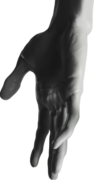 Mano aperta a destra in alto