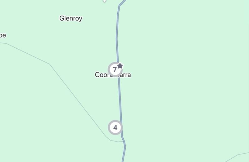 The Jedhi app map of Coonawarra, with winery pins along the road from Coonawarra to Penola