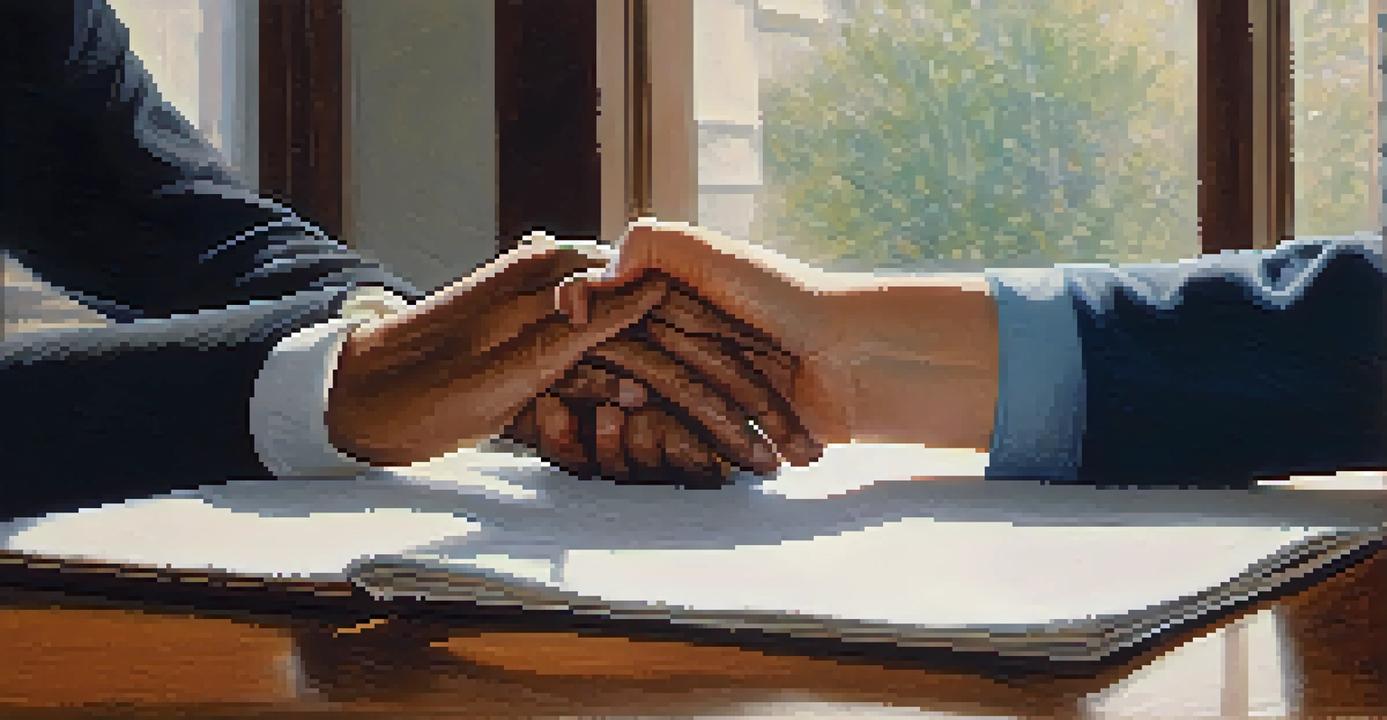 A close-up of a counselor reaching out to support a distressed individual in a cozy office setting.
