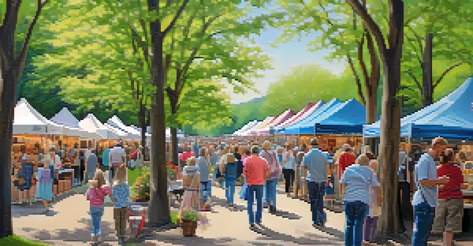 Families exploring the Dogwood Arts Festival with blooming dogwood trees and local artisans showcasing crafts.
