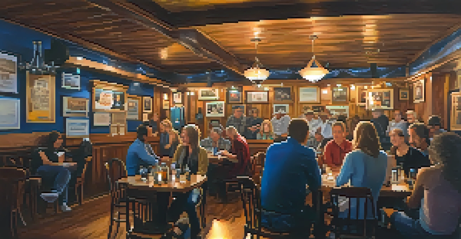 A songwriter performing on stage in the Bluebird Cafe, with a warm wooden interior and captivated audience.