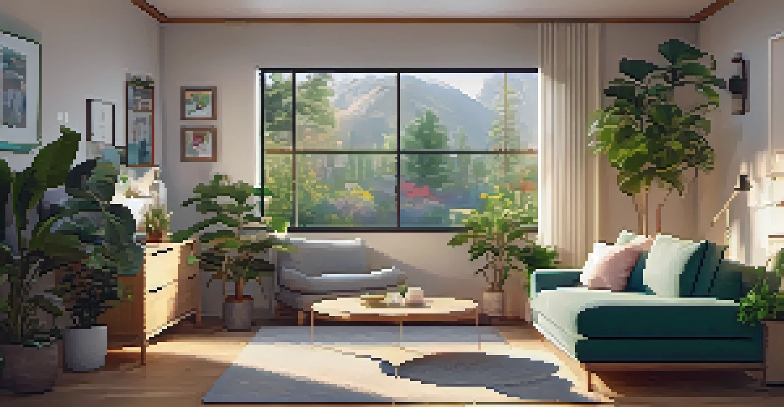 A patient using a laptop for a telehealth consultation in a cozy living room filled with plants.