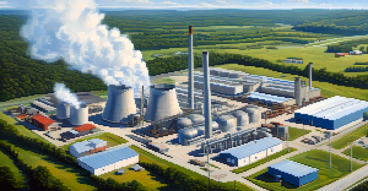 Aerial view of an industrial complex in Tennessee, highlighting manufacturing buildings amidst green landscapes.