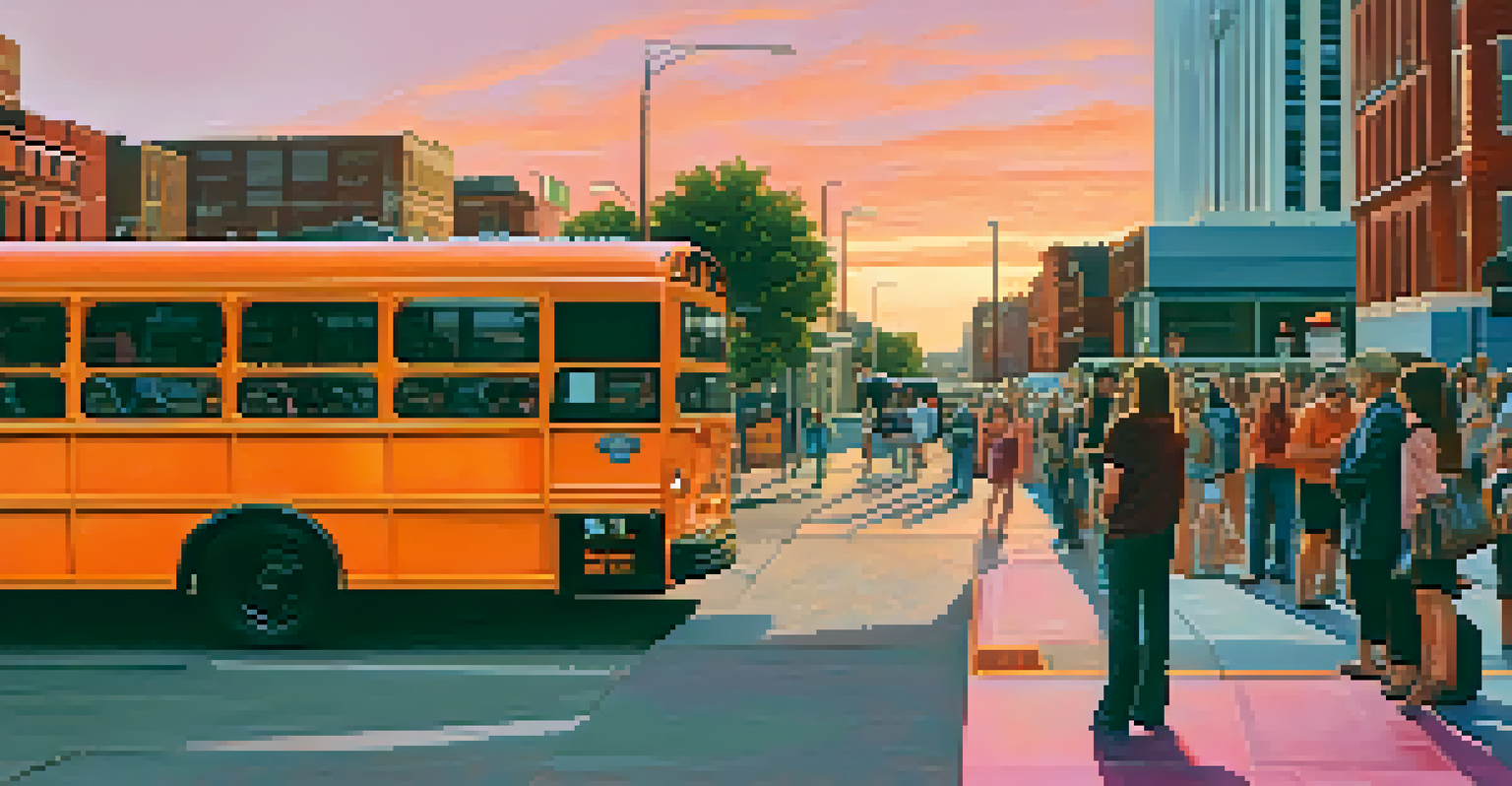Sunset over Nashville with busy streets and a public transport bus, highlighting urban air quality efforts.