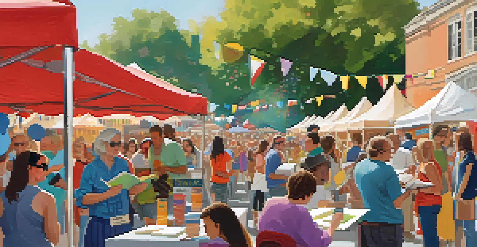 A lively literary festival with authors signing books and fans engaging in conversations.