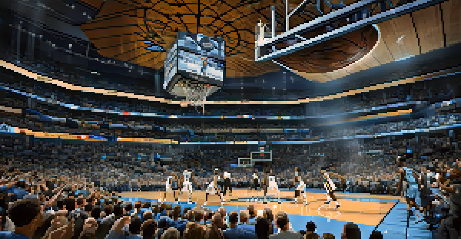 A fast-paced basketball game featuring the Memphis Grizzlies, with players in action and a cheering crowd in the background.