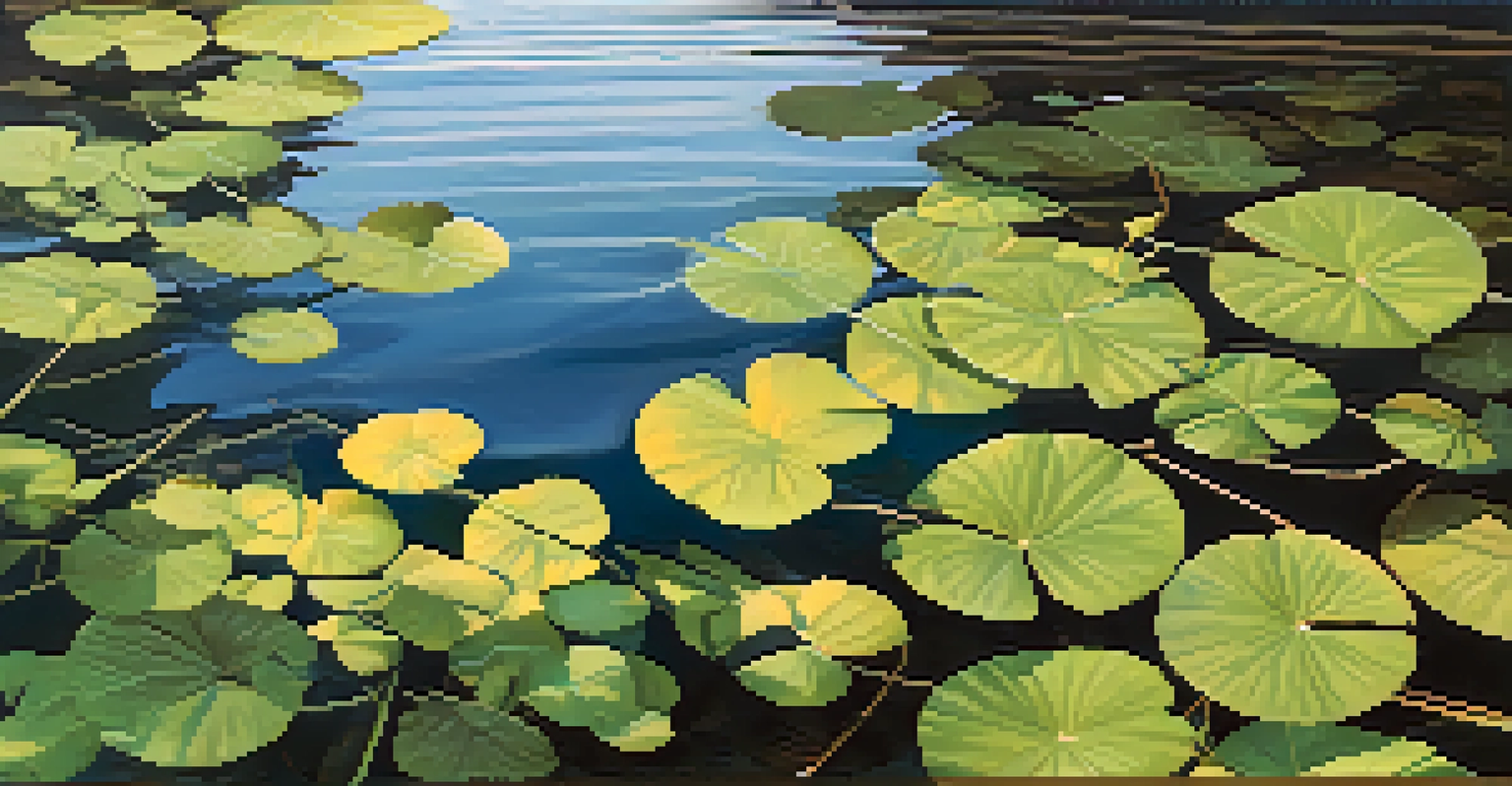 Close-up of native plants by the Tennessee River with sunlight filtering through the leaves.
