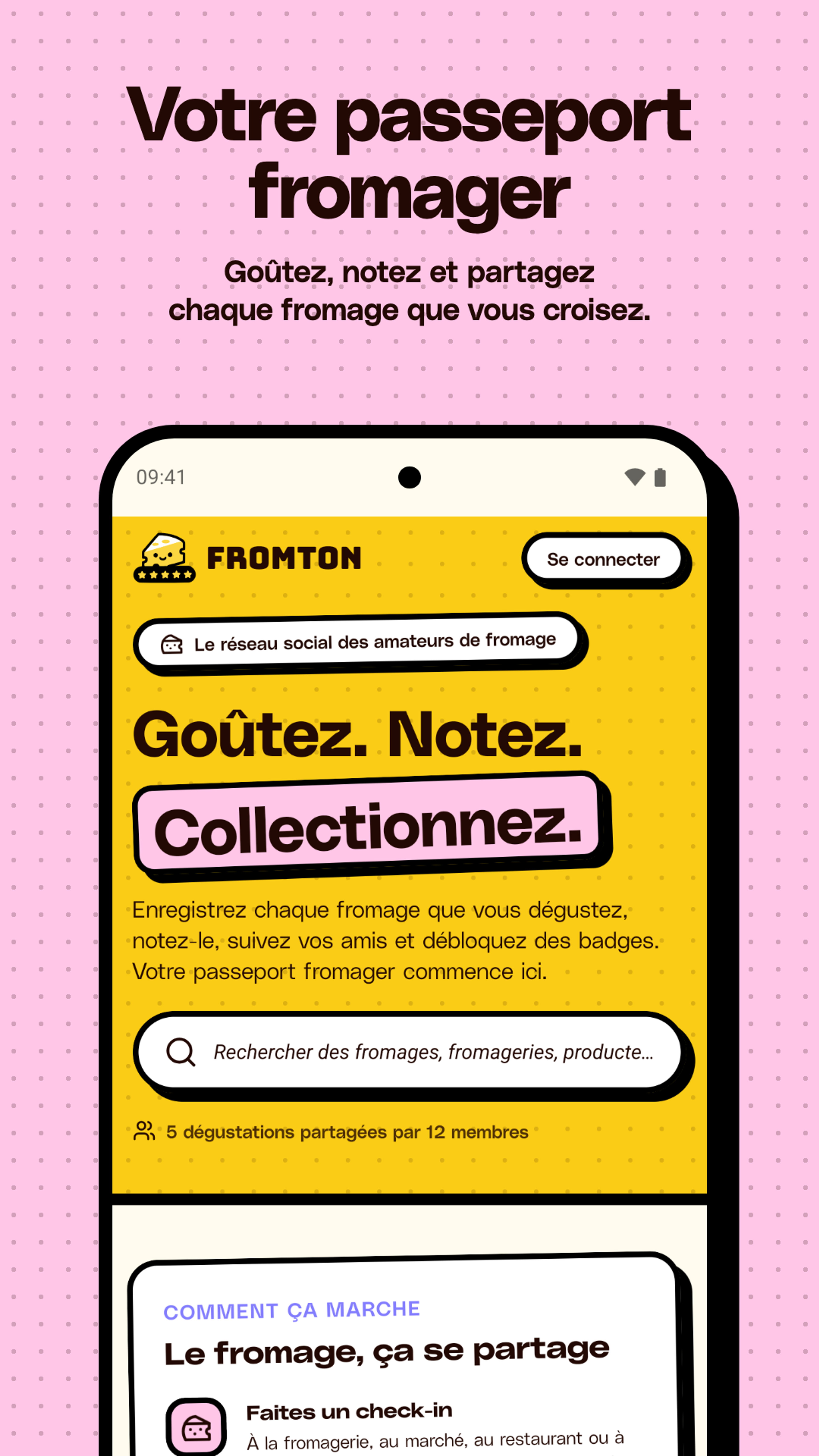 Accueil de l’application Fromton : votre passeport fromager