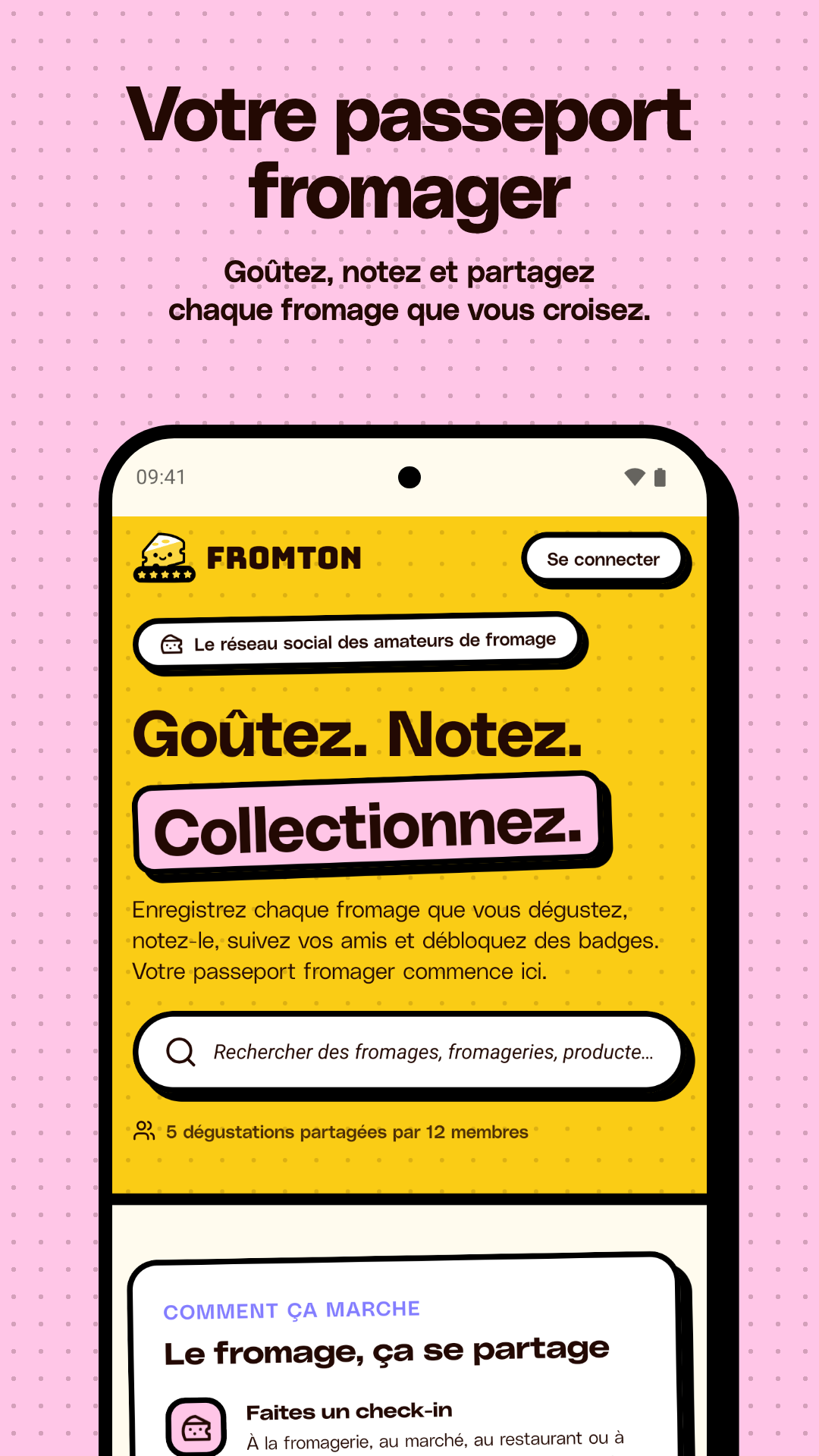 Accueil de l’application Fromton : votre passeport fromager