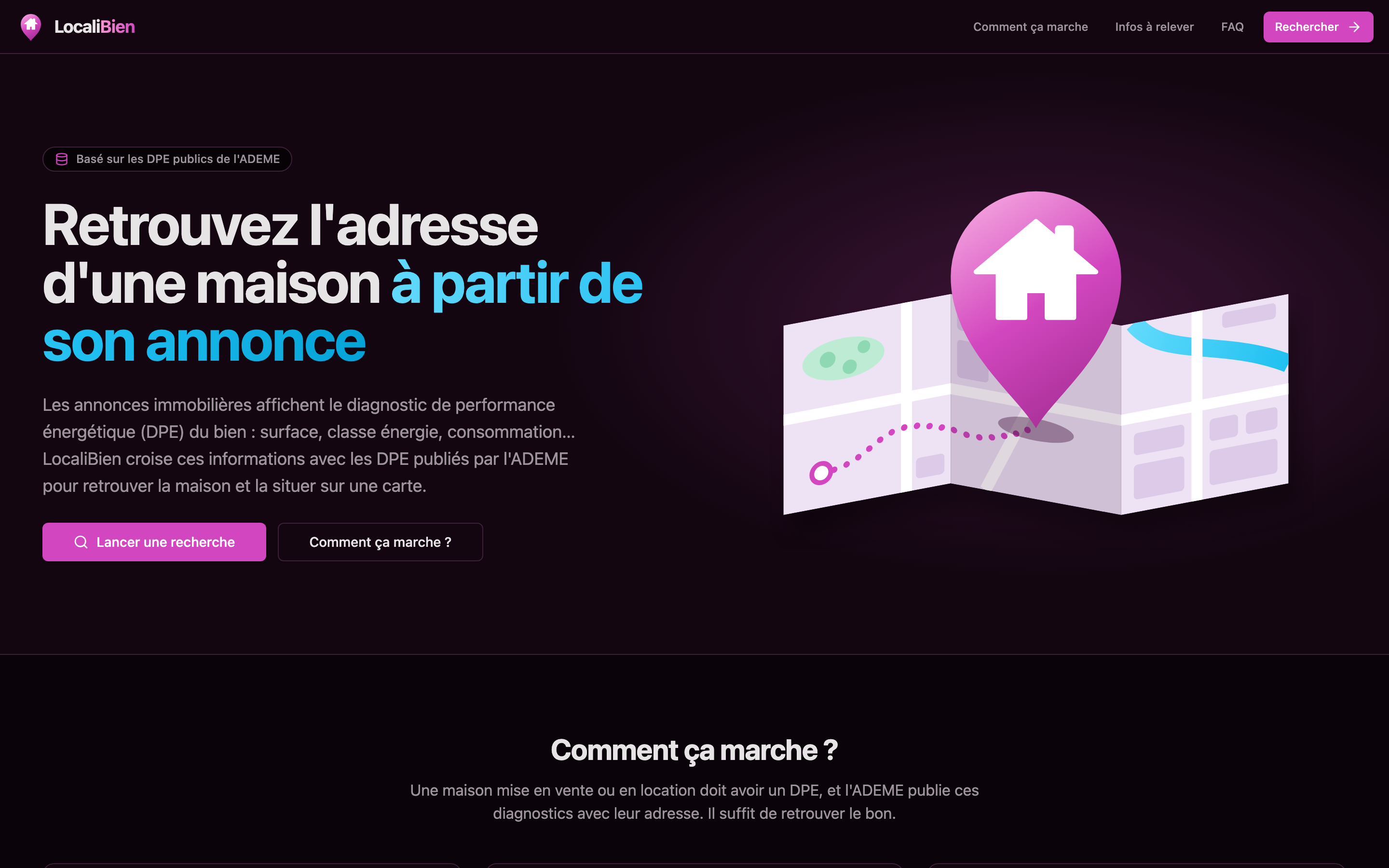 Page d’accueil de LocaliBien : retrouver l’adresse d’une maison à partir de son annonce
