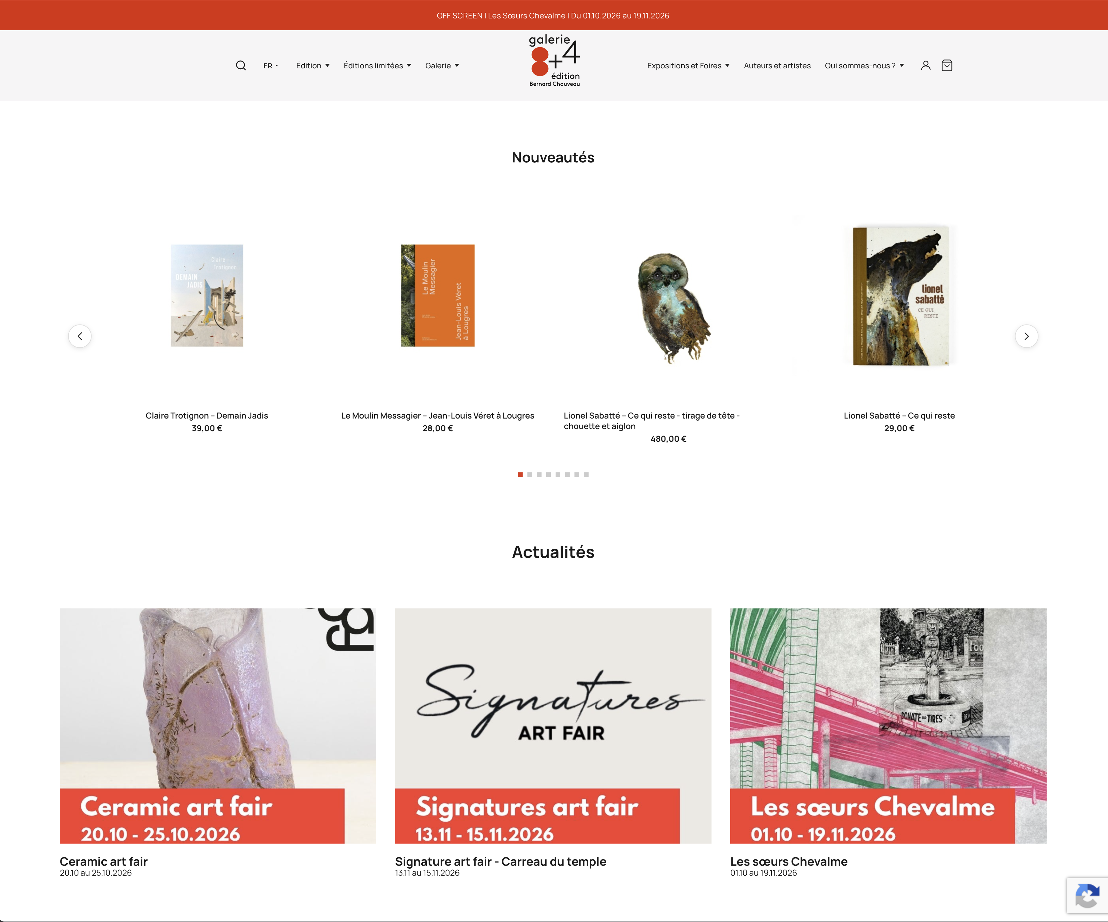 Page d'accueil de la boutique Bernard Chauveau Édition