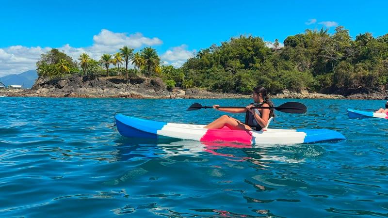 View from a sea kayak over open water