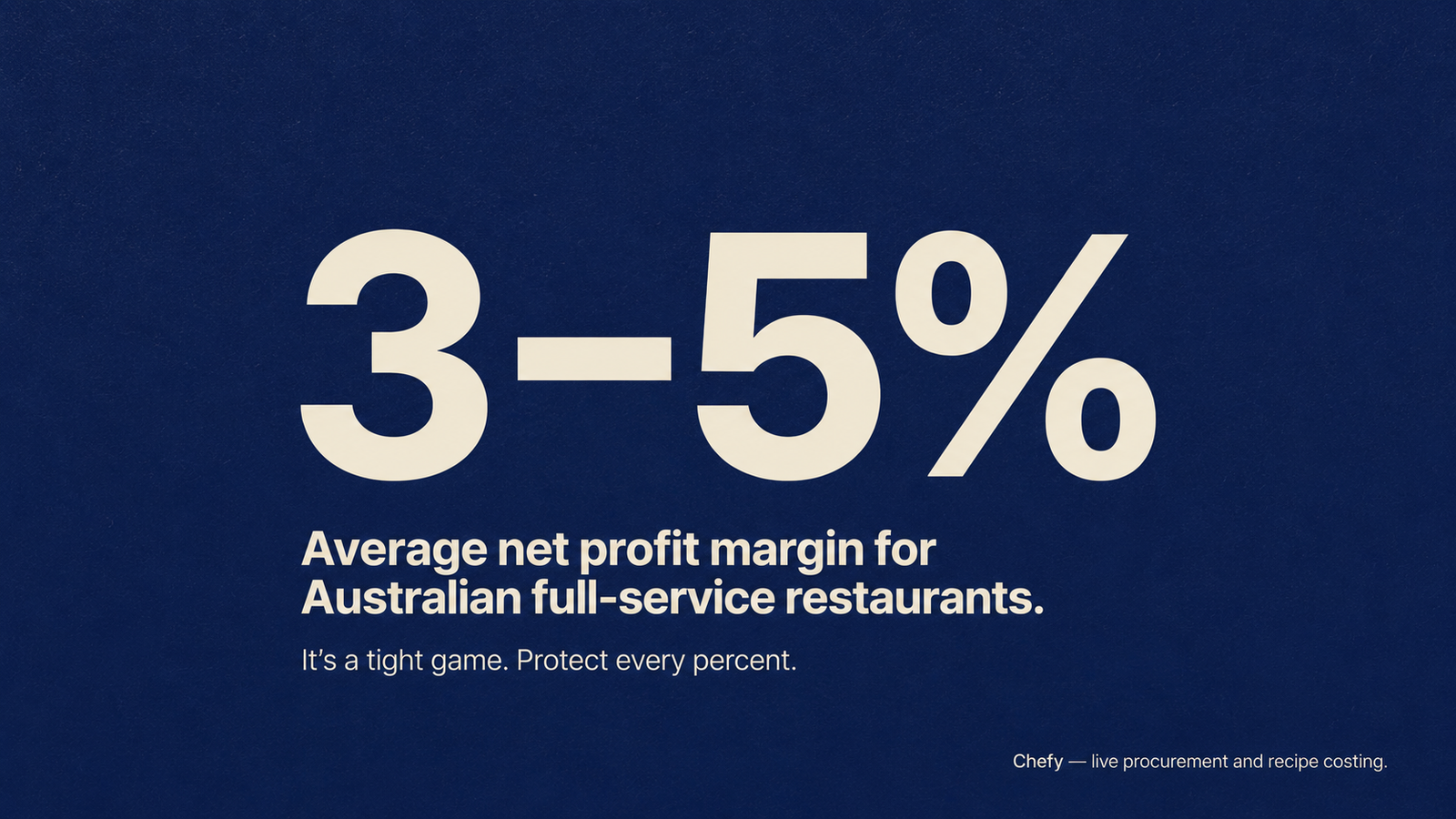 3 to 5 percent β the average net profit margin for Australian full-service restaurants