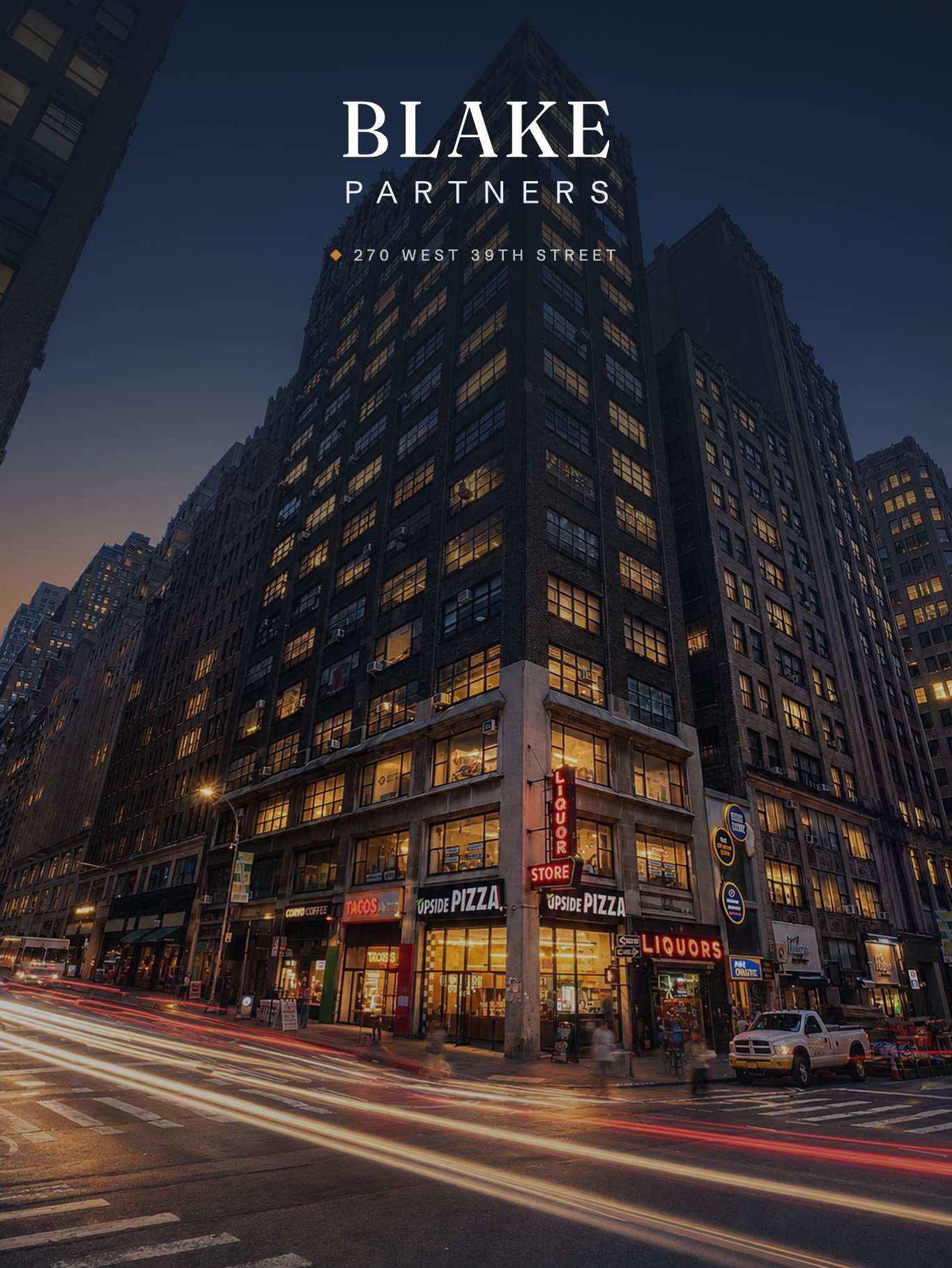 Blake Partners — wordmark in context at 270 West 39th Street