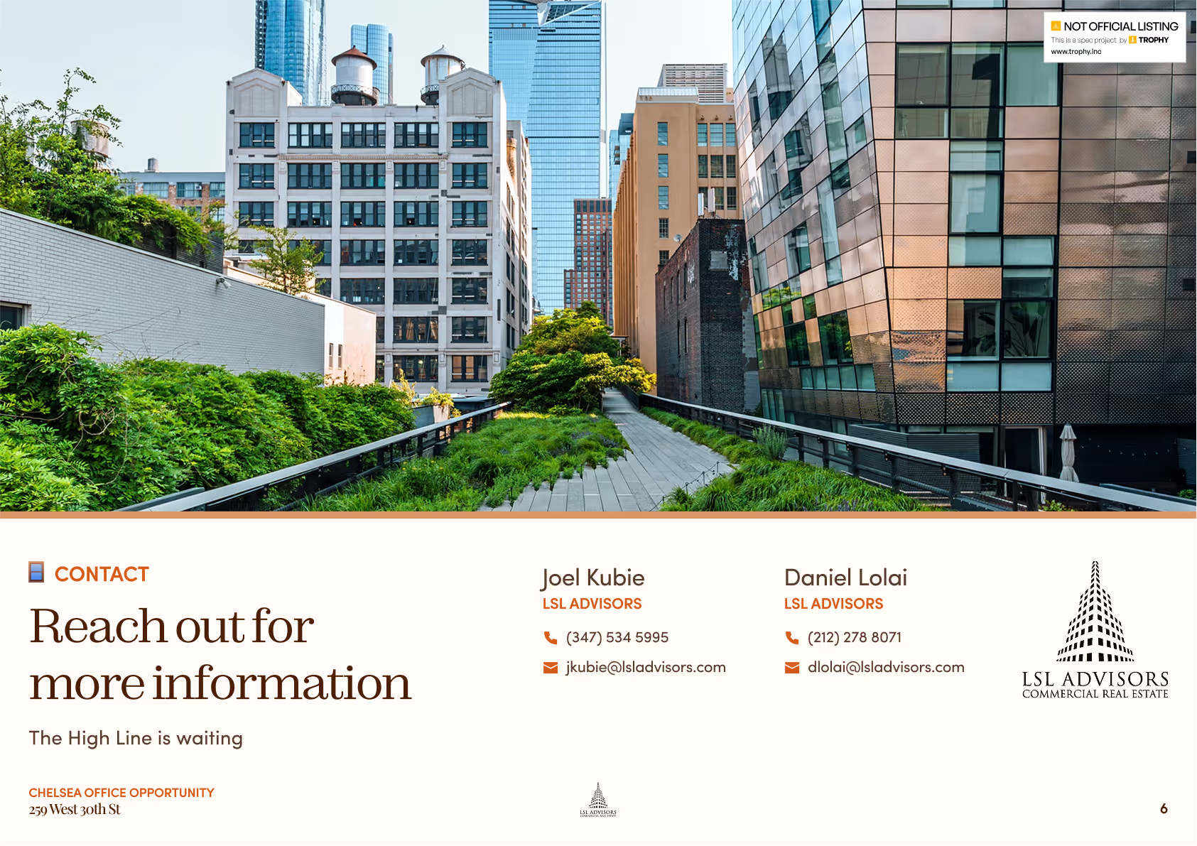 259 West 30th Street brochure — spread 6 of 6