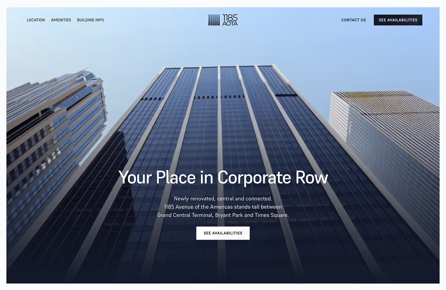 1185 Avenue of the Americas website — screen 1 of 5