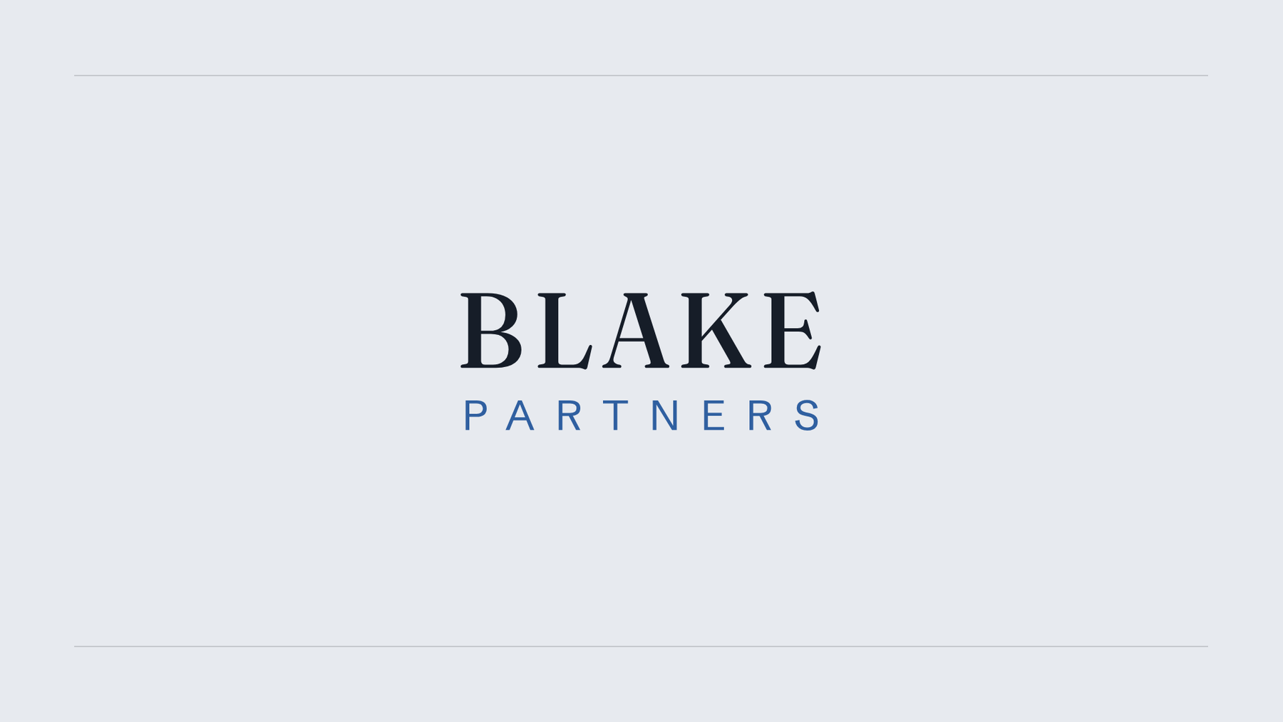 Blake Partners — wordmark on cool paper