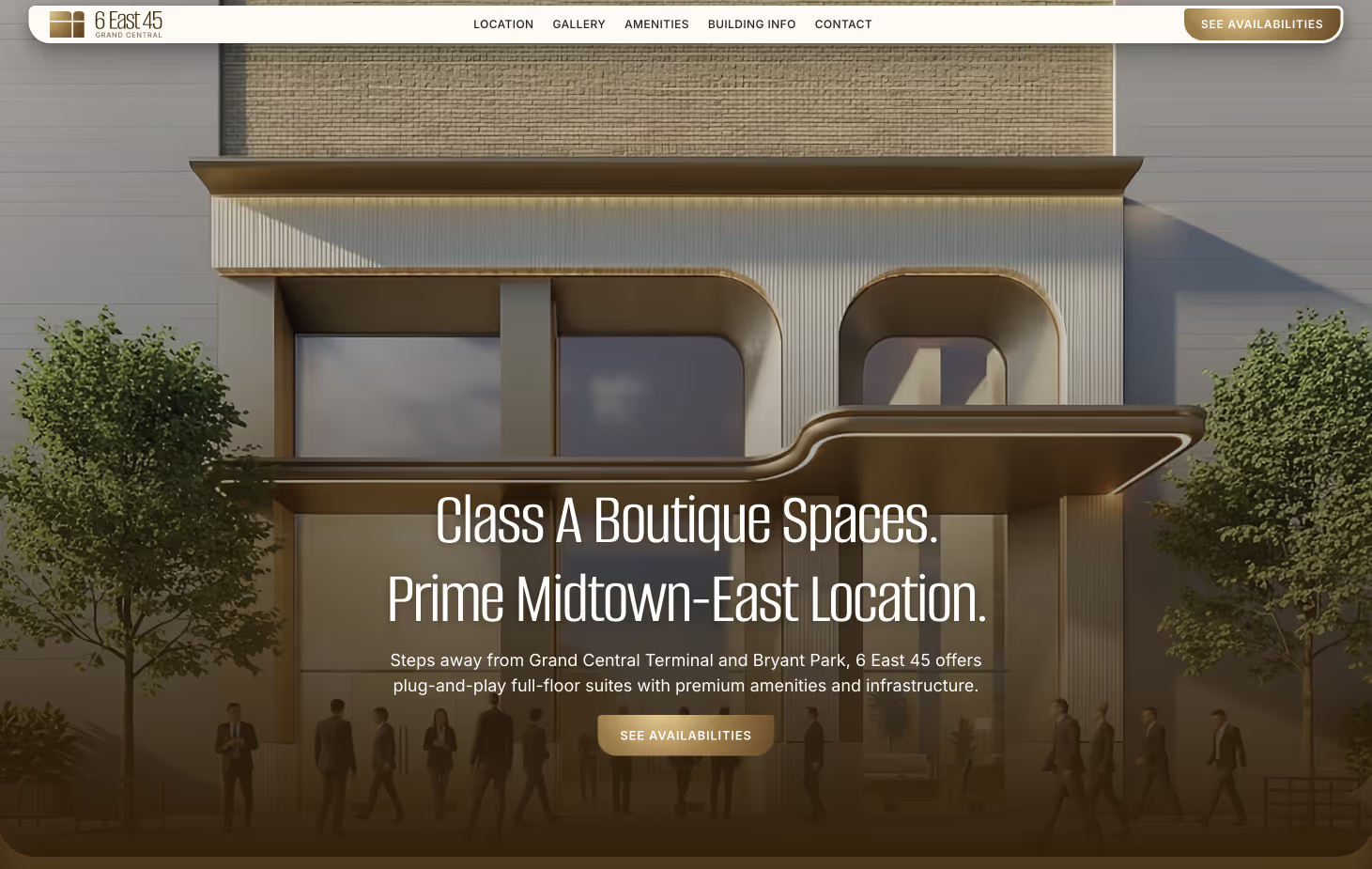 6 East 45th Street website — screen 1 of 3