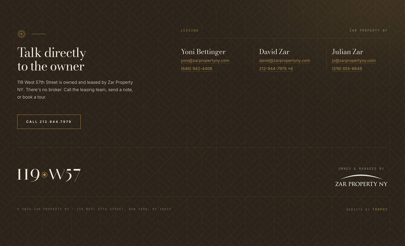 119 West 57th Street website — screen 7 of 7