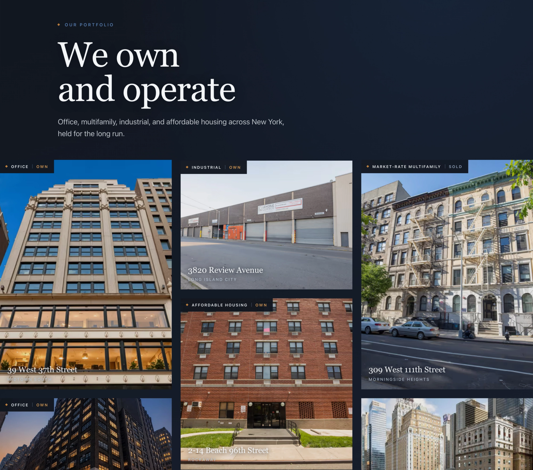 Blake Partners website — featured-properties wall
