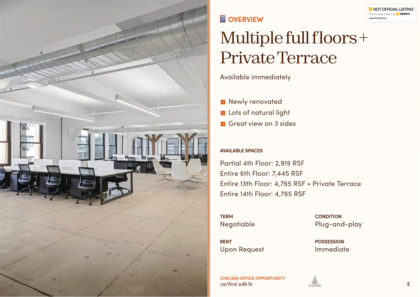 259 West 30th Street brochure — spread 2 of 6