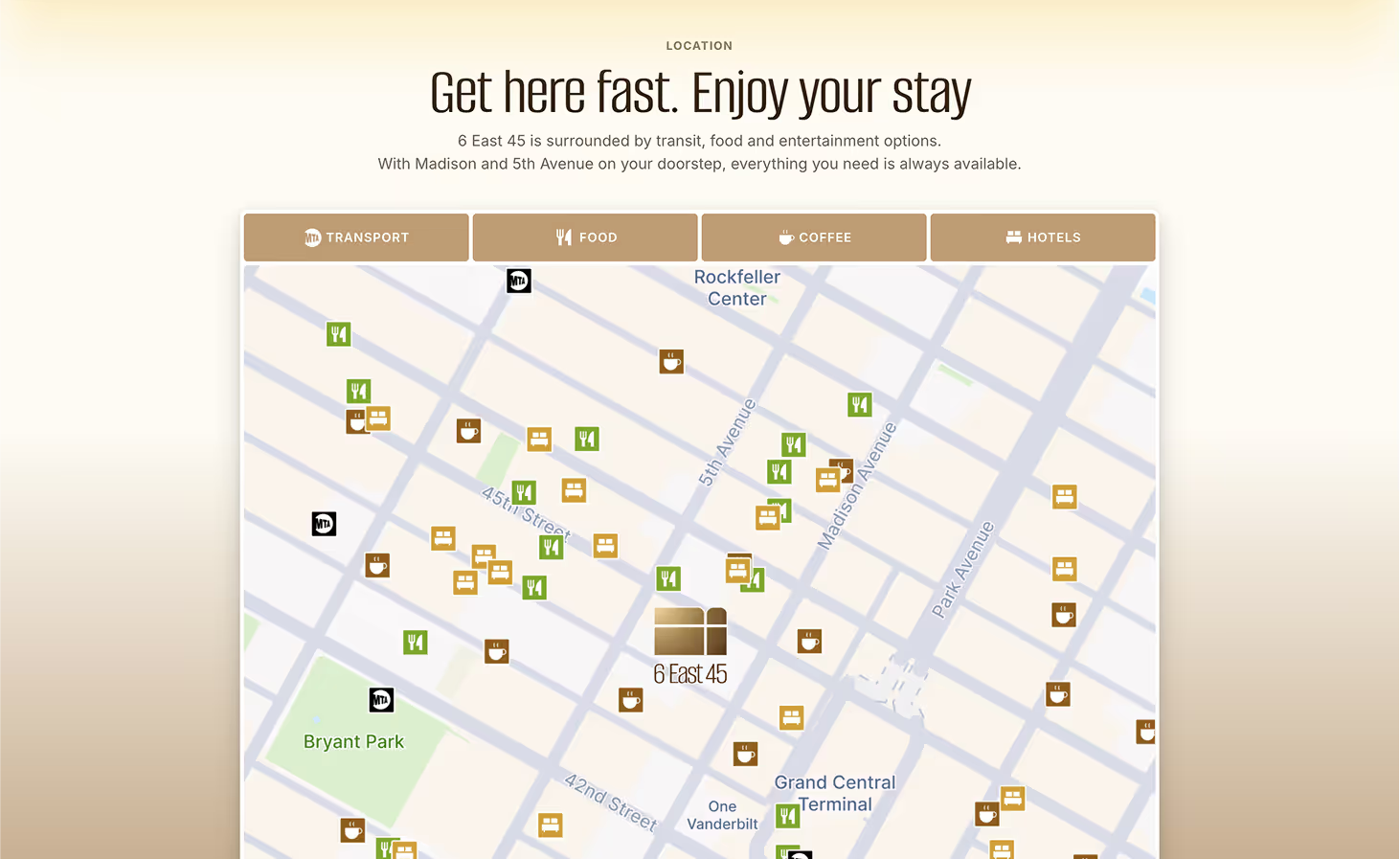 6 East 45th Street website — screen 2 of 3