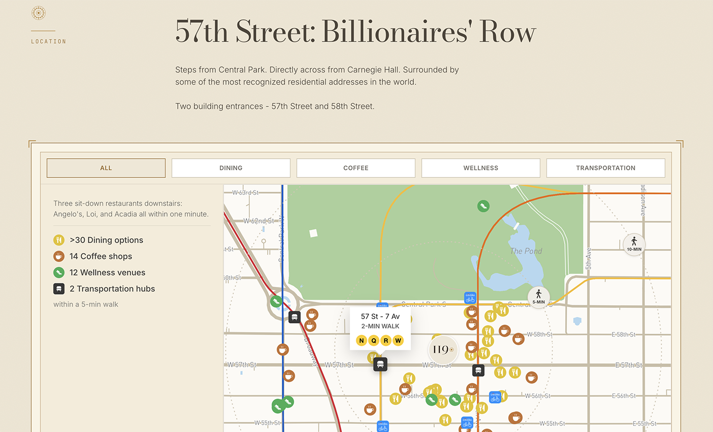 119 West 57th Street website — screen 6 of 7