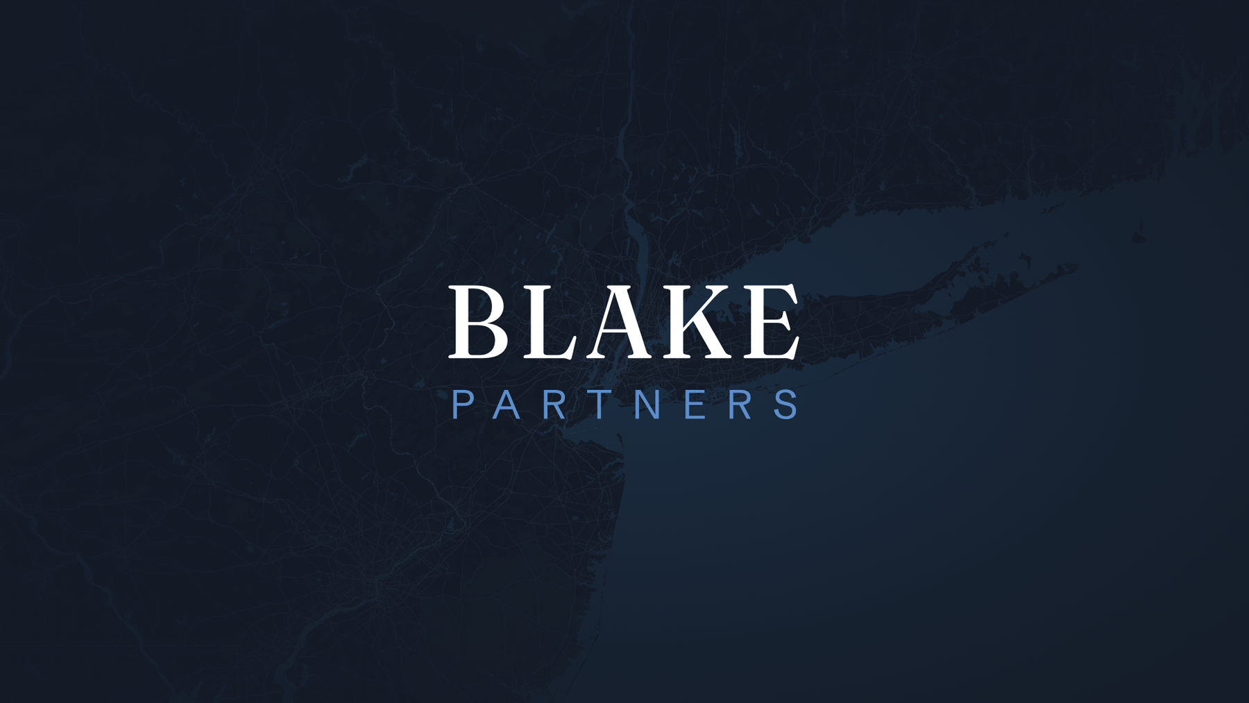 Blake Partners — wordmark on the night-map texture