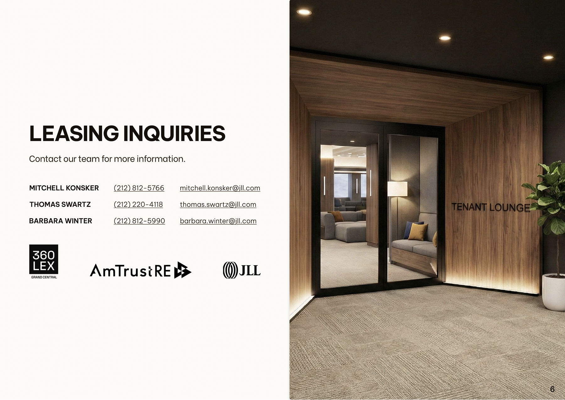 360 Lexington brochure — spread 6 of 6