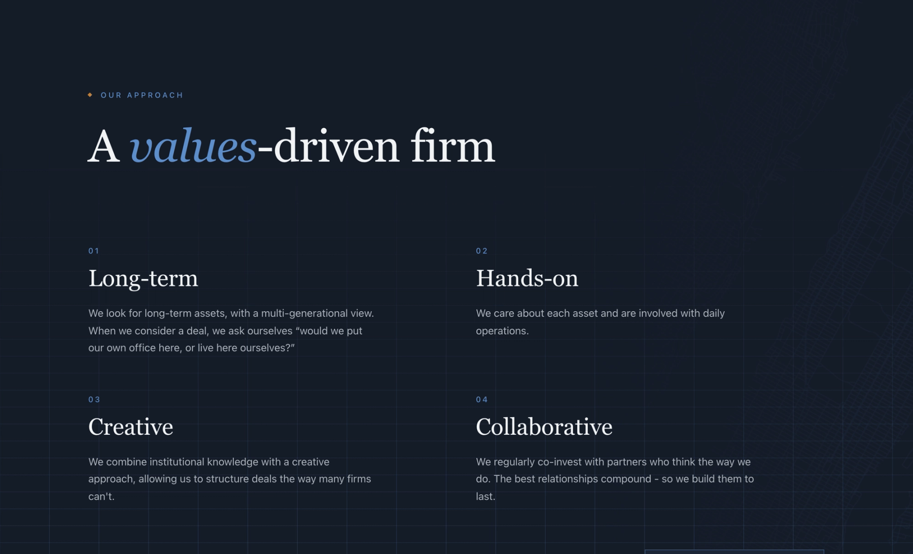 Blake Partners website — the firm’s four operating values