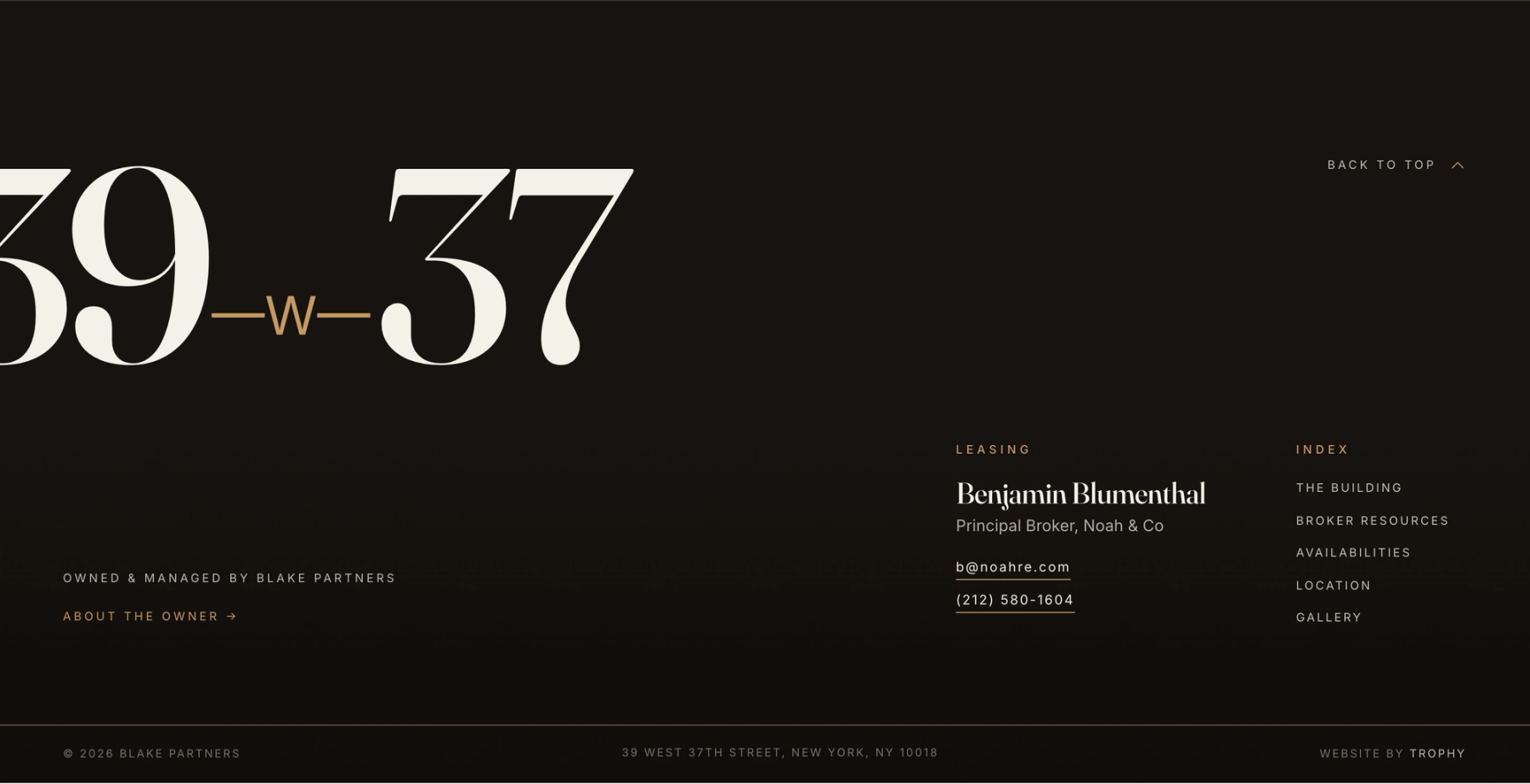 39 West 37th Street website — screen 6 of 6