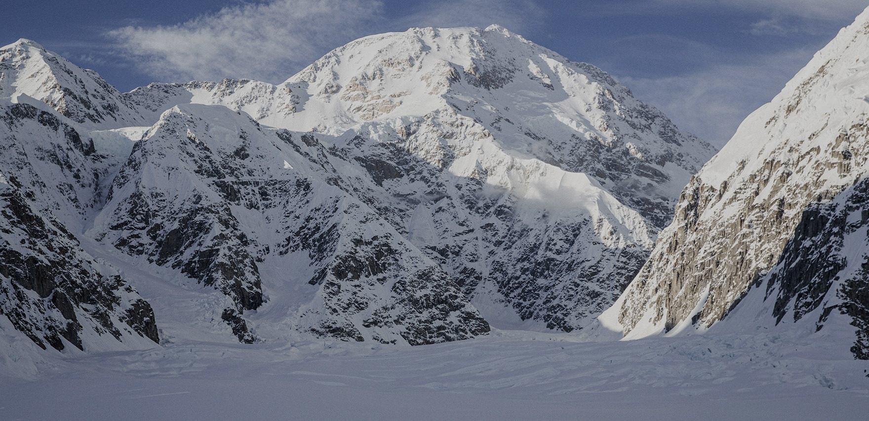 Snowy mountain peaks photo