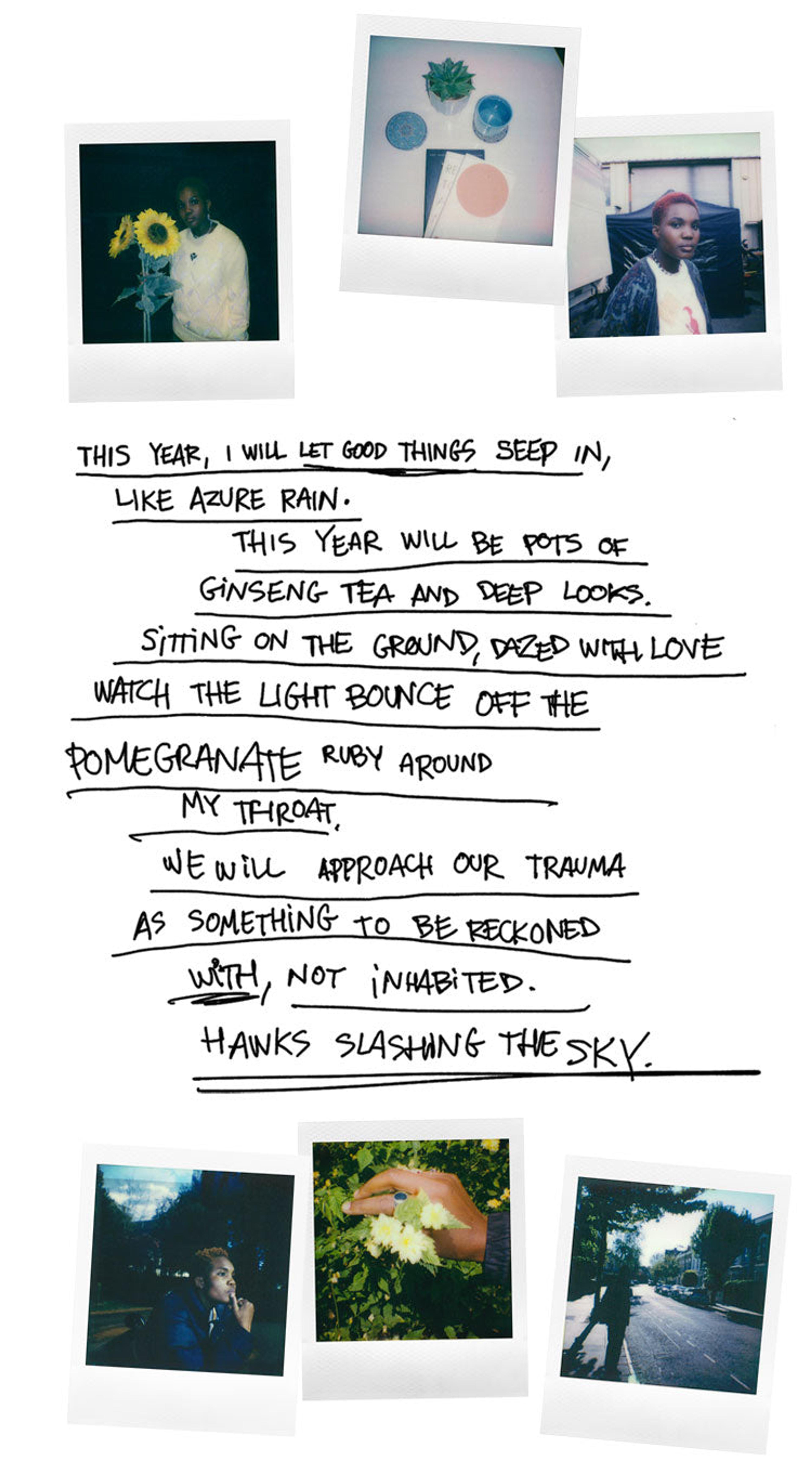 Poem by Arlo Parks, inspired by her Polaroid photos 