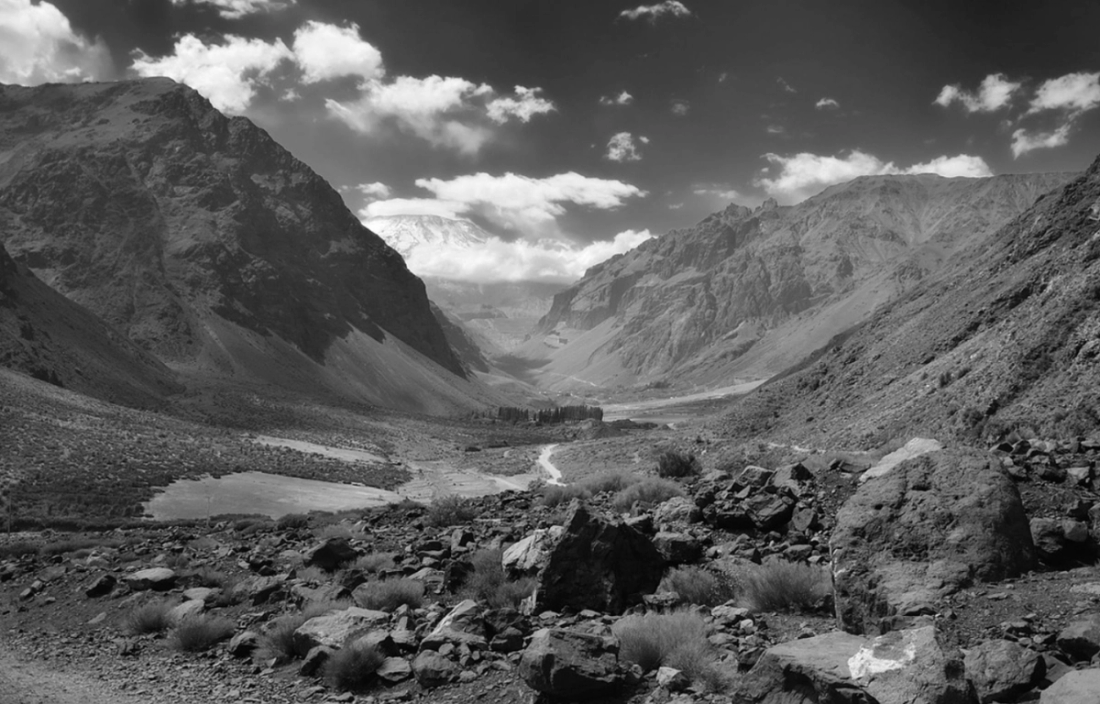 A valley and river in the mountains of Chile