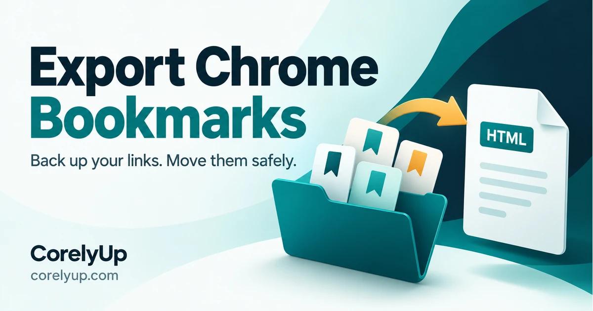 Bookmark tabs moving from a folder to an HTML file, illustrating how to export Chrome bookmarks.