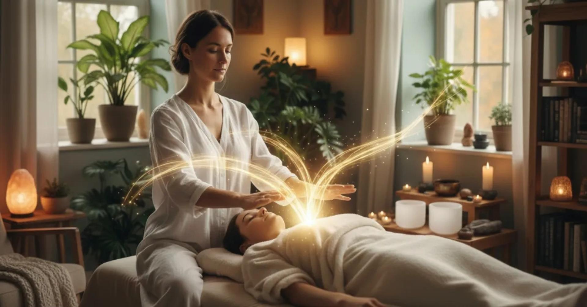 מטפלת הילינג מעבירה טיפול למטופלת בקליניקה